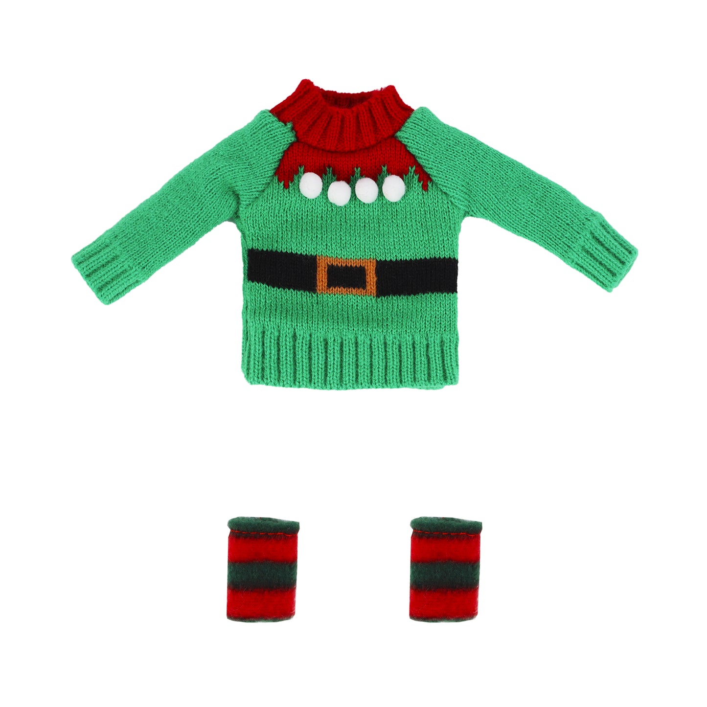 MUYI Santa Clothing Accessories Set - 1pc Belt Sweater Clothes Classic Style with Pompom Decor for Elf Dolls