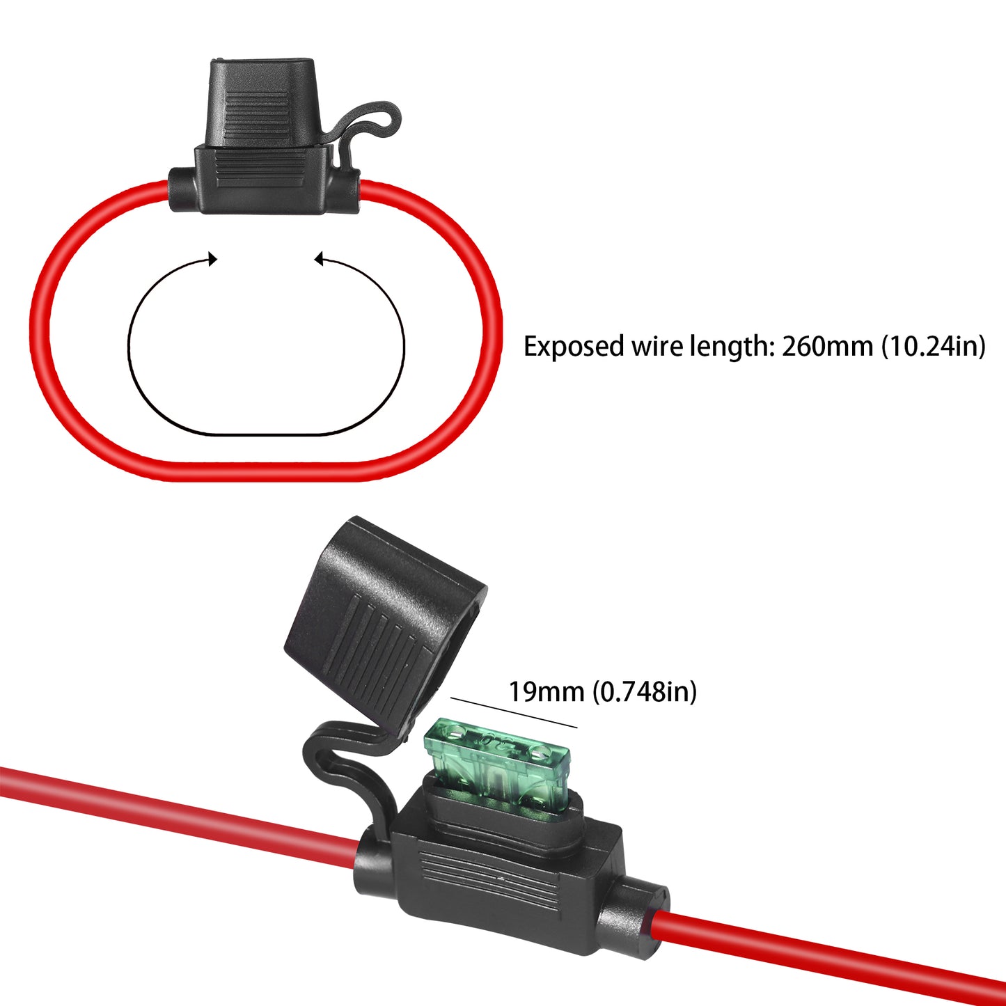 MUYI 6 Pack 12AWG Inline Fuse Holder 12 Volt Tinned Copper Wire Pigtail Waterproof IP67 Marine Automotive Fuse Block Relay with 30 Amps ATC/ATO Blade Fuses