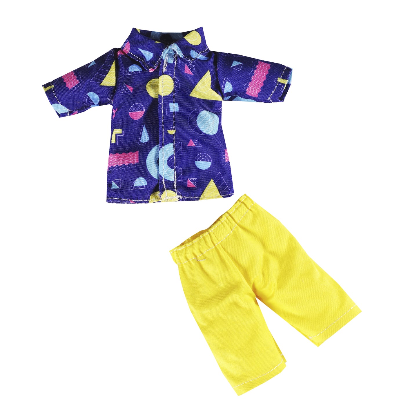 MUYI 80s Print Doll Clothes Set - 1 Pack Geometric Pattern T-Shirt and Pants for Elf Dolls 12-Inch Boy Dolls Funny Freaky Clothing Accessories