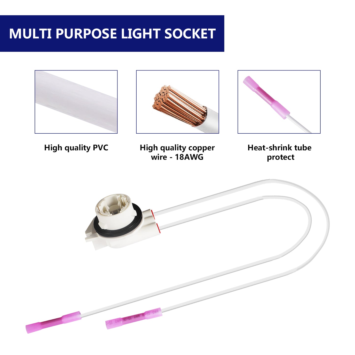 MUYI Light Socket Repair Kit - Lamp Socket Replacement Blub Socket Wire Harness for LED/Standard, Bulbs# 4114,4157,3157 Replaces for 19258649, LS94, 645-607(2 Pack)