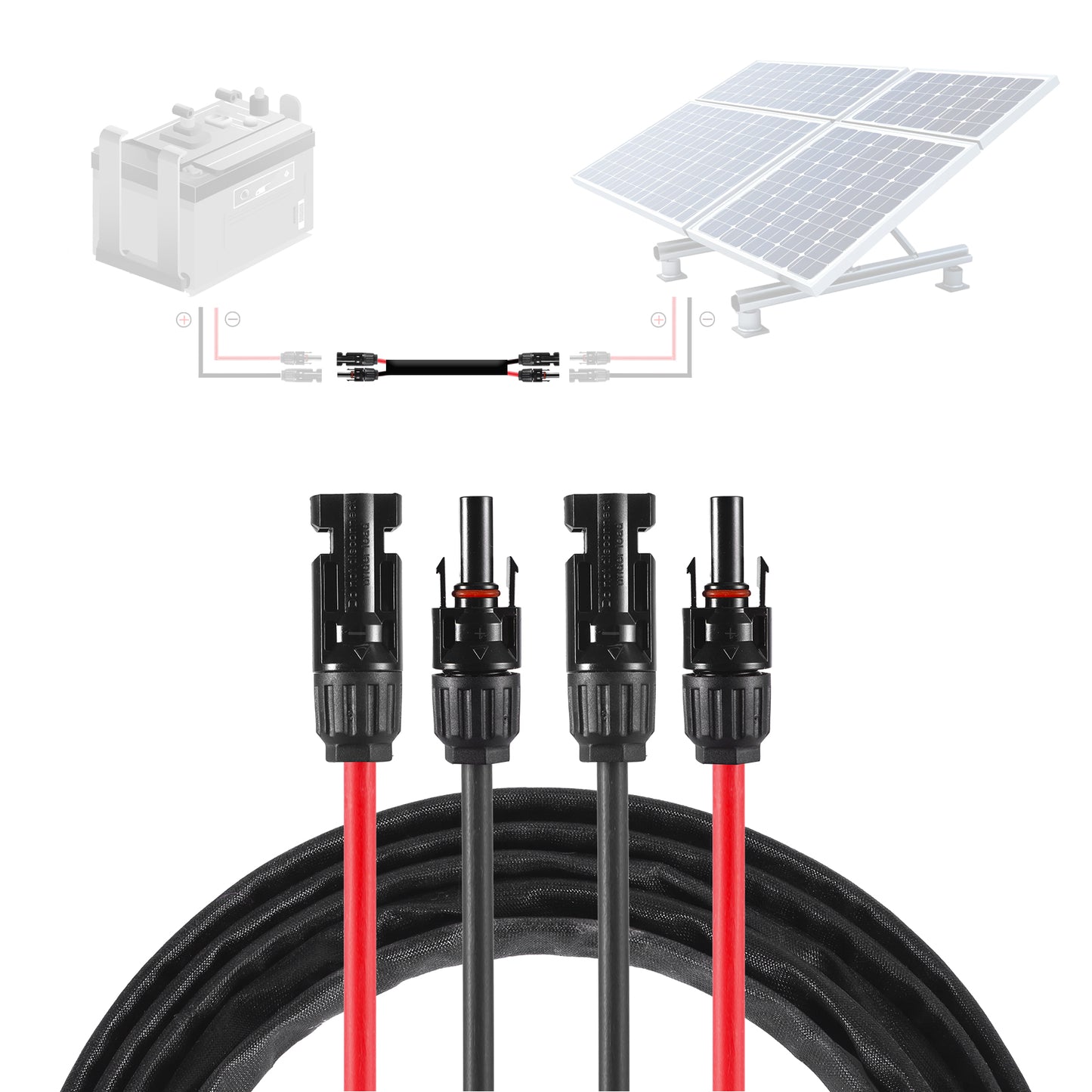 MUYI 20FT 10AWG(6mm²) Solar Extension Cable, Assemby with Female and Male Solar Panel Connector (2PCS Solar Cable 10 Gauge Wire + 2PCS Spanner Wrench)