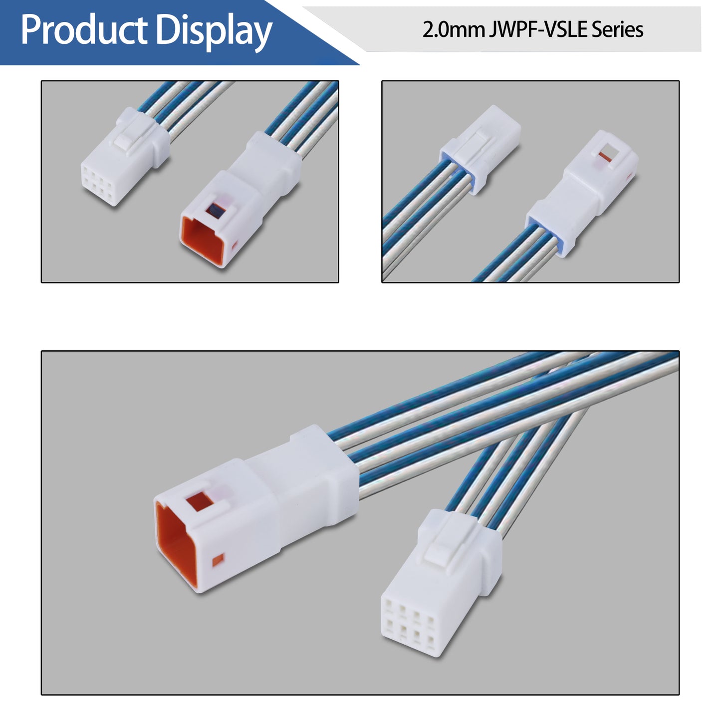 MUYI 5 Kits 8 Pin Way JST Waterproof Connector 26-22 AWG Electric Socket 0.13~0.33mm² Wire-to-Wire Connectors 2.0mm JWPF-VSLE Series JST Plugs