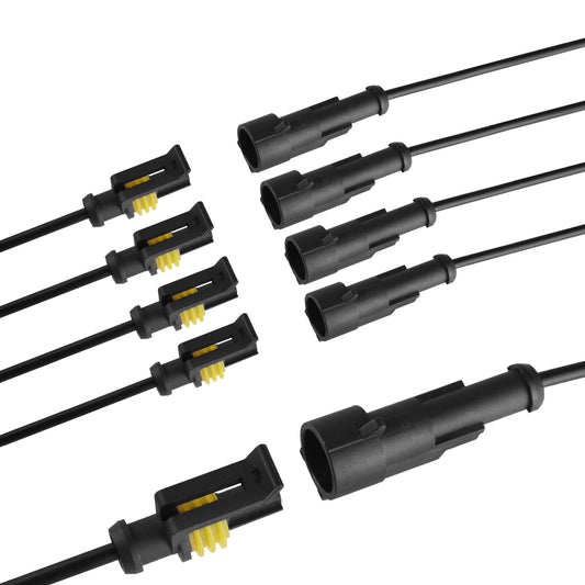 MUYI 5 Ktis 16AWG Waterproof Electrical Connectors Kit 1.5mm Series Terminal and Rubber Seal with 10cm Wire Weatherpack Connectors