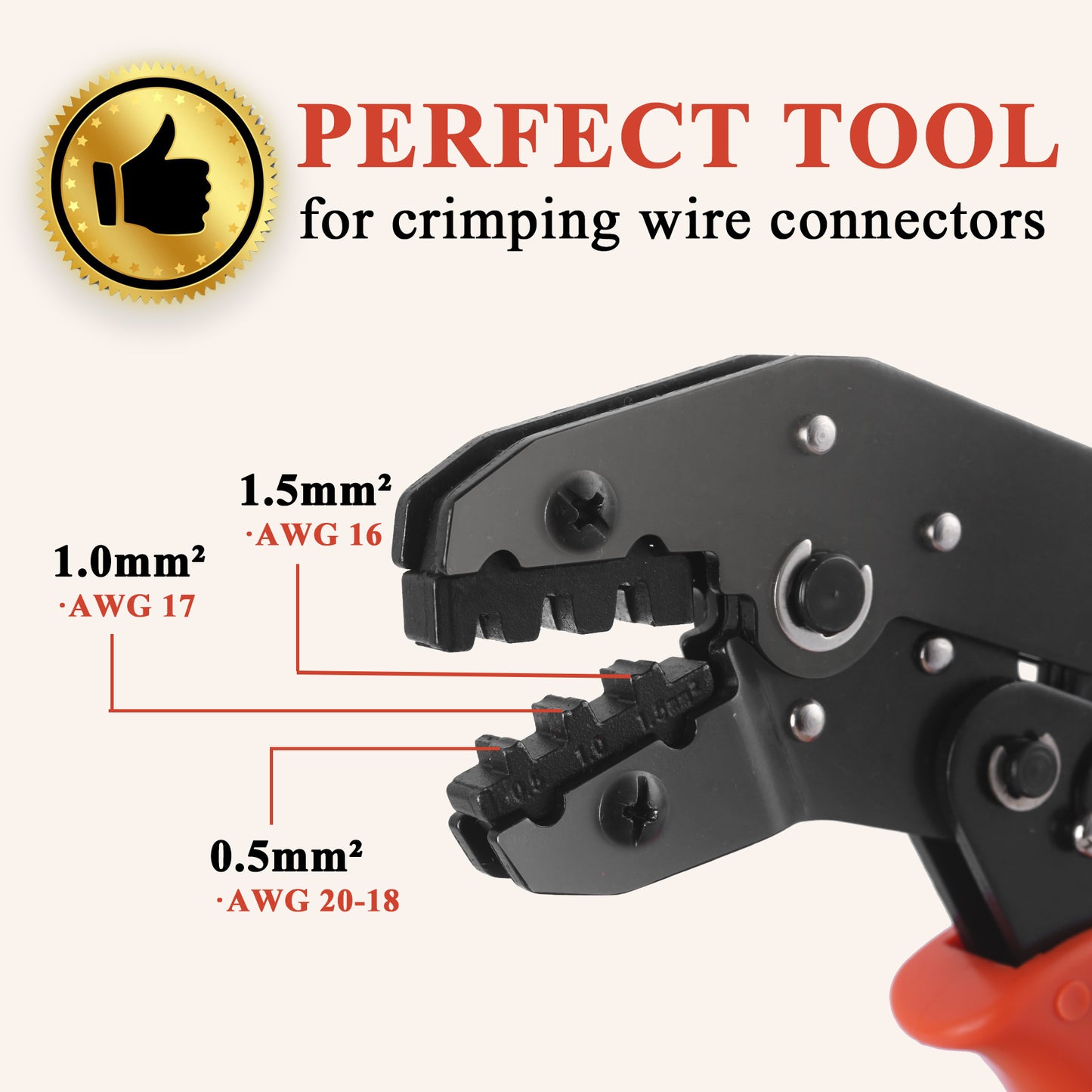 MUYI Ratcheting Crimper 26-16 AWG Wire Crimping Tool SN-48B Waterproof Connector Ratchet Dupont Crimp for 0.14-1.5mm² Insulated Terminals