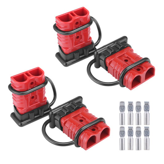 MUYI 4 Pack Battery Quick Connect/Disconnect Pulgs 50A 6-10/12AWG Cable Wire Harness Anderson Connectors for Recovery Winch Auto Car Vehicle ATV Trailer Driver Electrical Devices, 12-36V DC