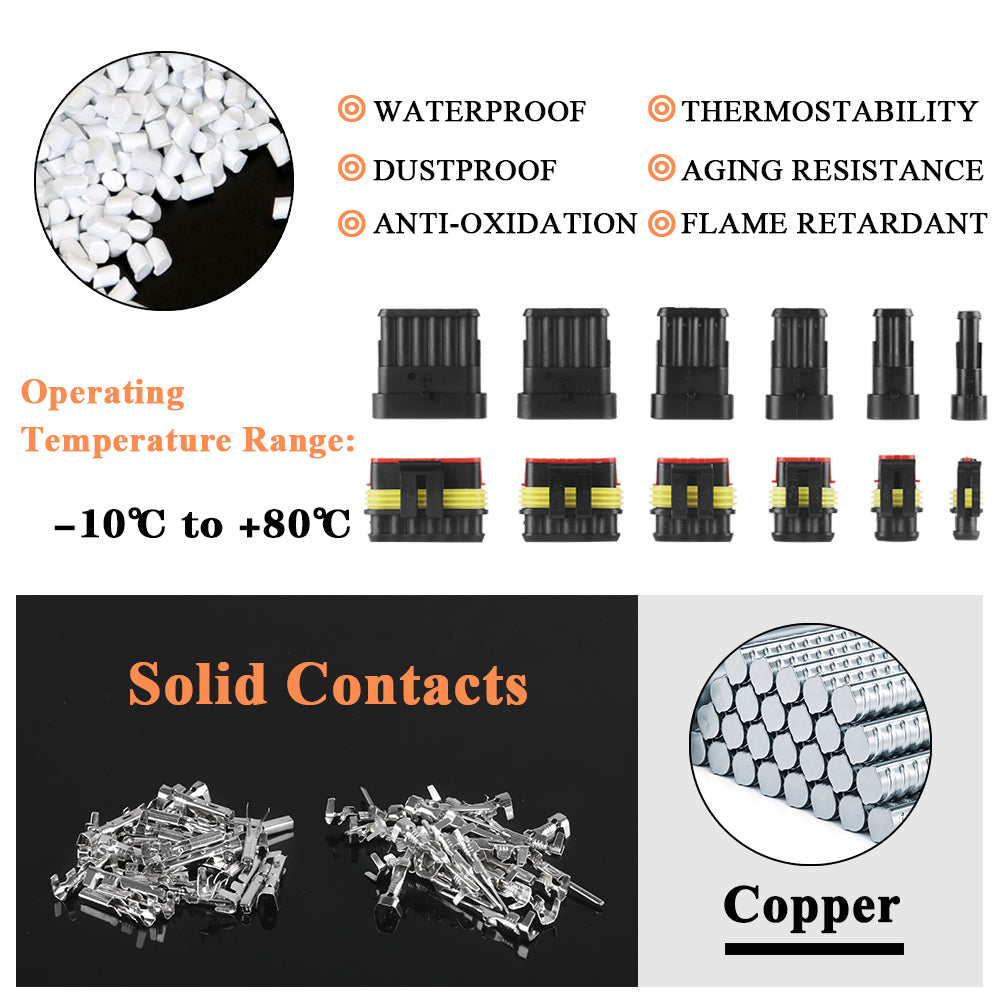 763PCS Waterproof Wire Connectors MUYI 1/2/3/4/5/6 Pin Wire Connectors Kit Male & Female Electrical Connectors with Key Pin Extractor
