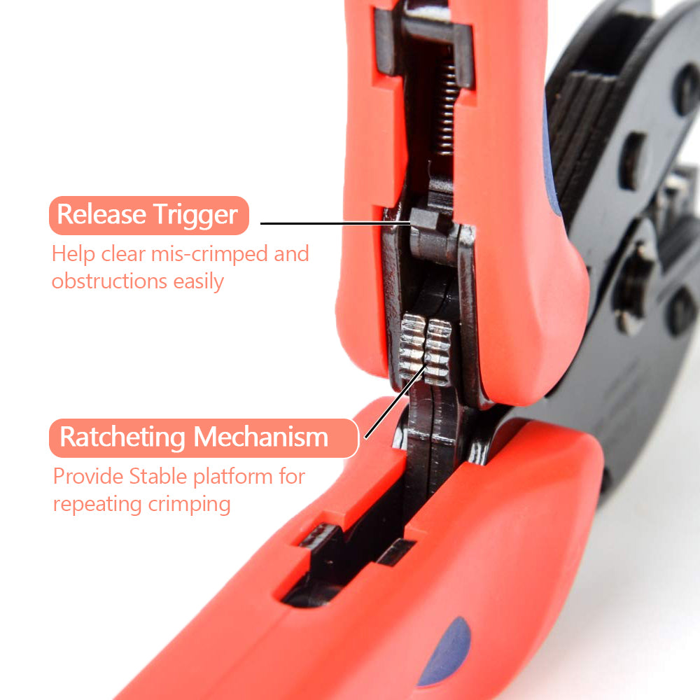 MUYI Solar Panel Connector Crimper Suitable for AWG 13-10, 2.5/4/6mm² Cable Ratcheting Crimping Wire Harness Hand Tool