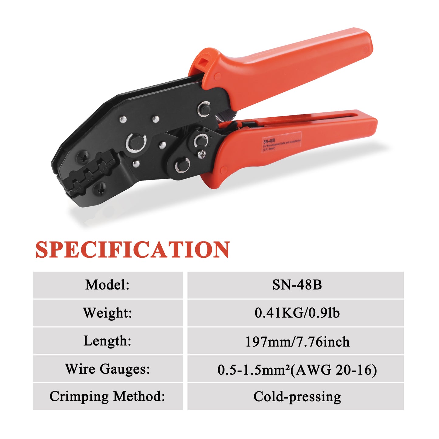 MUYI Ratcheting Crimper 26-16 AWG Wire Crimping Tool SN-48B Waterproof Connector Ratchet Dupont Crimp for 0.14-1.5mm² Insulated Terminals
