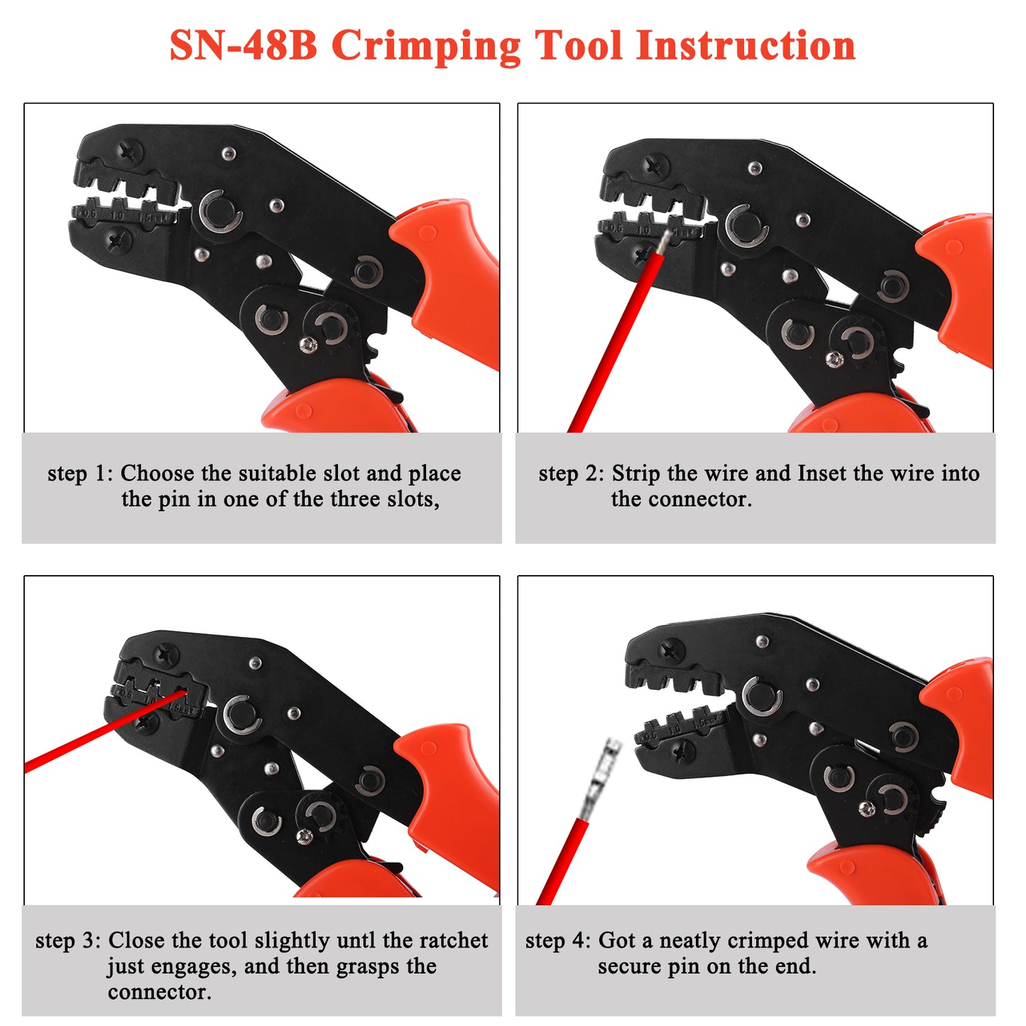 MUYI Ratcheting Crimper 26-16 AWG Wire Crimping Tool SN-48B Waterproof Connector Ratchet Dupont Crimp for 0.14-1.5mm² Insulated Terminals