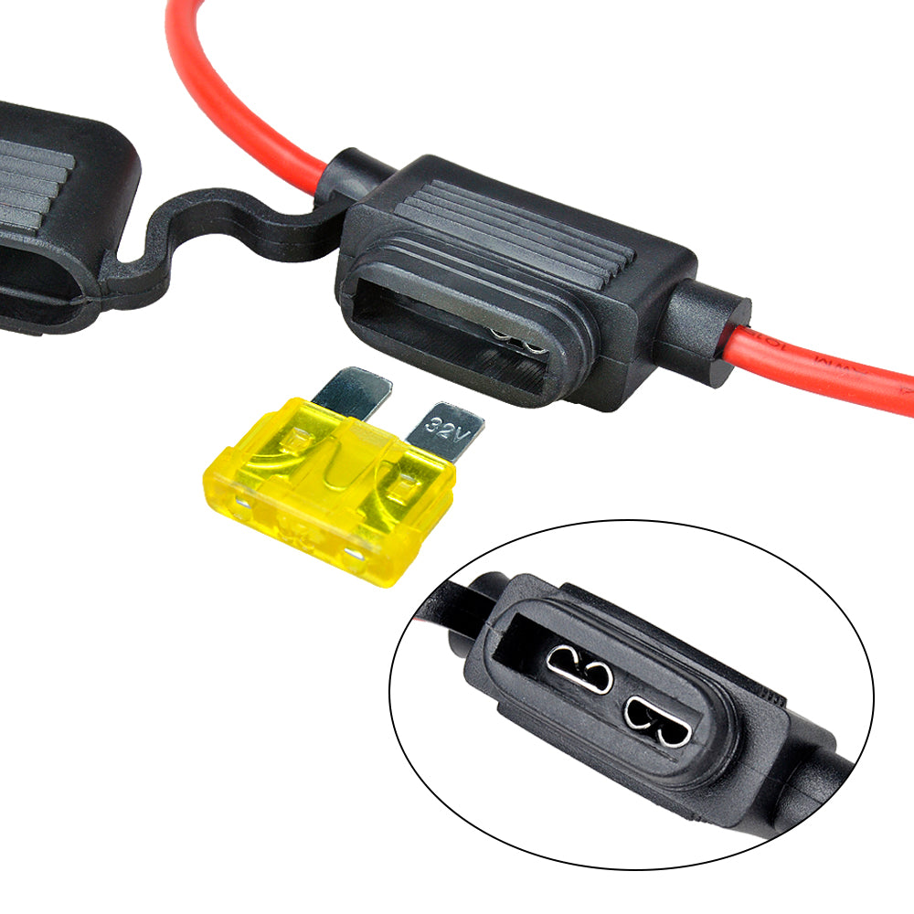 MUYI 6 Pack Inline Fuse Holder Kit - 14AWG Waterproof Pigtail Wire Loop with 20A Standard Blade Fuses ATC/ATO