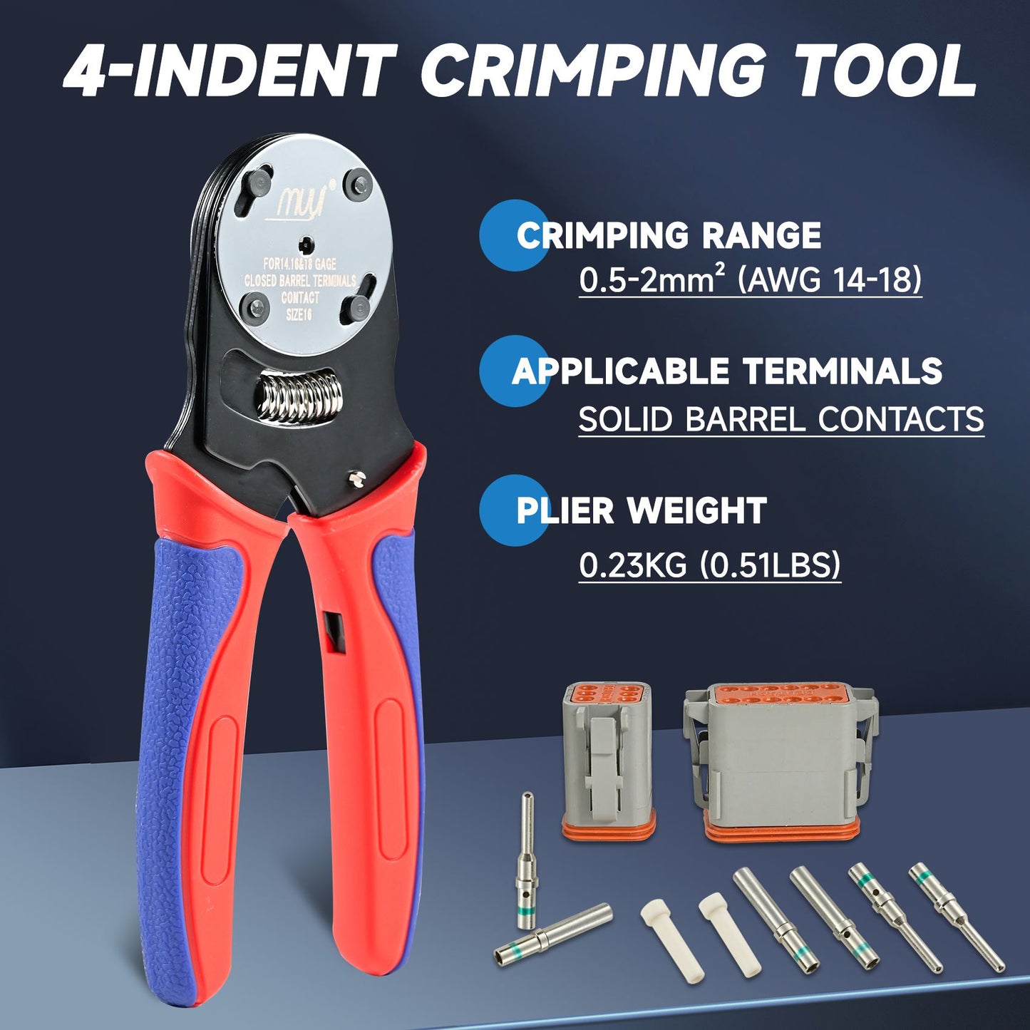 MUYI 371PCS DT Connector Kits, 2/3/4/6/8/12 Pin Connectors for 20 18 16 14AWG Cable Harness, Included Size 16 Solid Barrel Contacts, Wire Crimper, Wire Strippers and Pin Socket Removal Tool