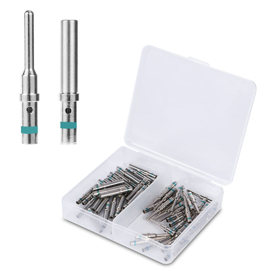 MUYI 30 Pairs DT Connector Terminals Kit, Size 16 Solid Barrel Common Contacts Male Pins & Female Sockets for Wire Harness 20-14AWG