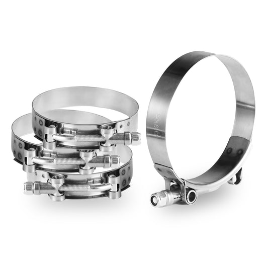 MUYI 4 Pack 3" T-Bolt Clamps, 304 Stainless Steel Turbo Intake Pipe Intercooler Hose Clamp, Working Range 83mm-91mm for 3" ID Silicone Tube