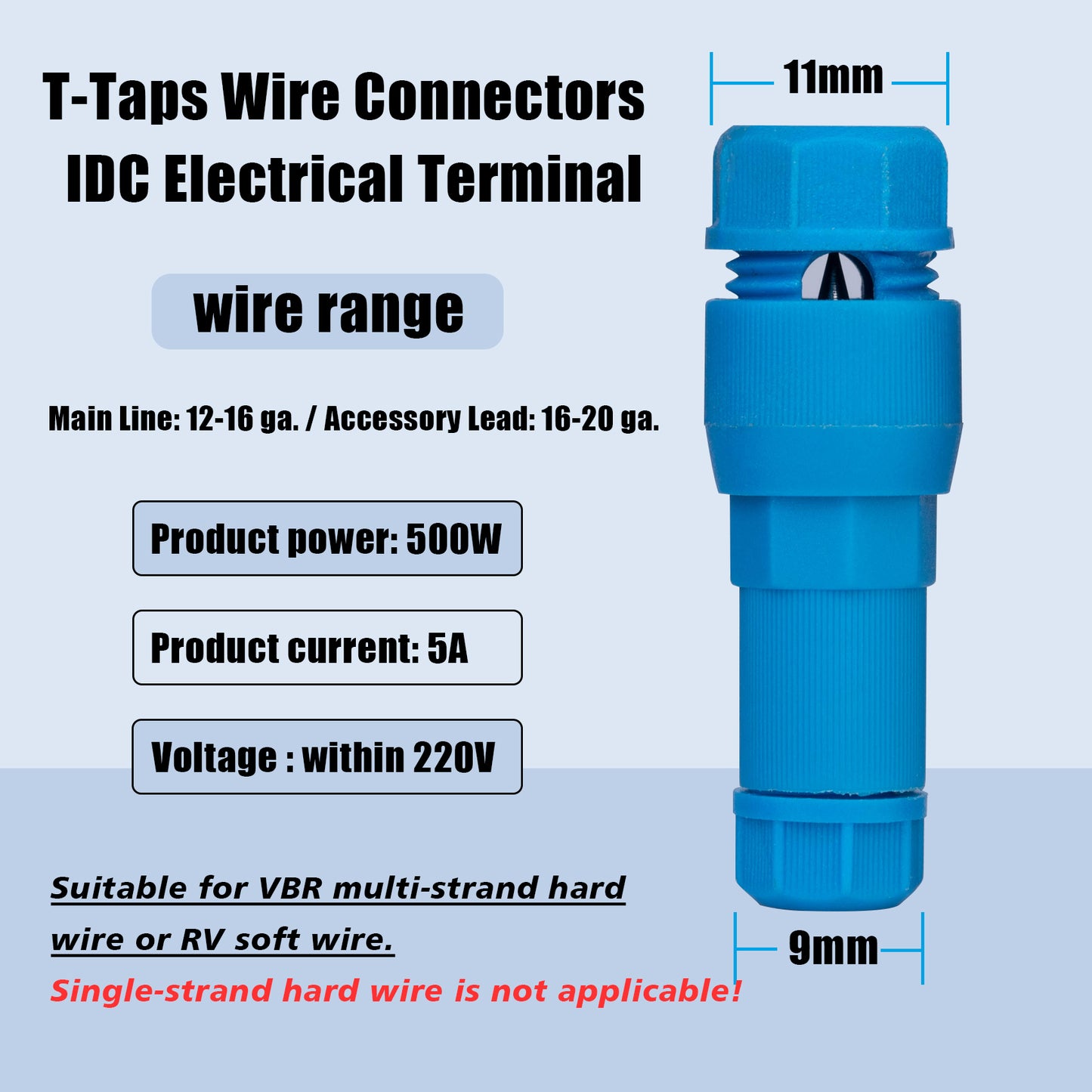 MUYI 8PCS T-Taps Wire Connectors, 16-12 AWG Cable Cutting Tool IDC Electrical Terminal