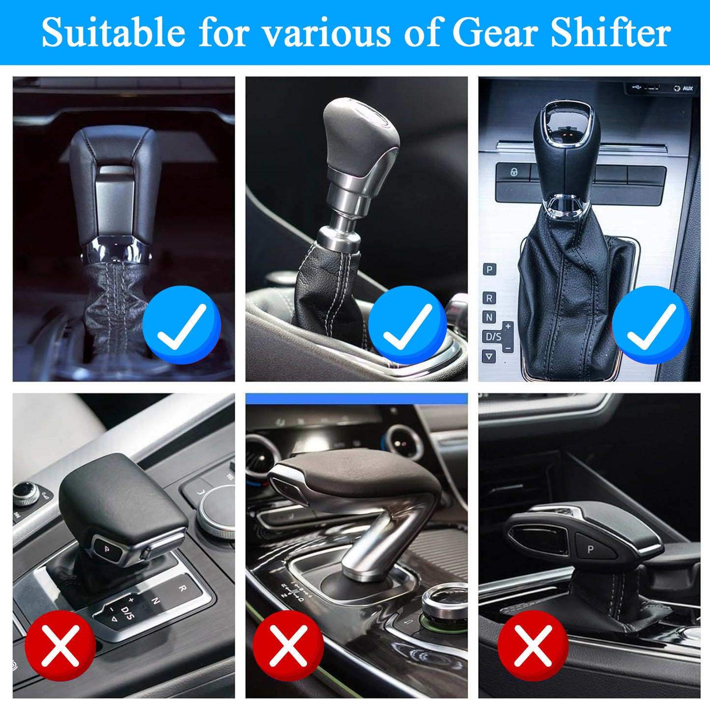 MUYI Shifter Knob Cover 1PC Cute Car Decoration for Gear Shift Jacket Automotive Interior Accessories Classic Decor with 3 Pack Attachable Decals