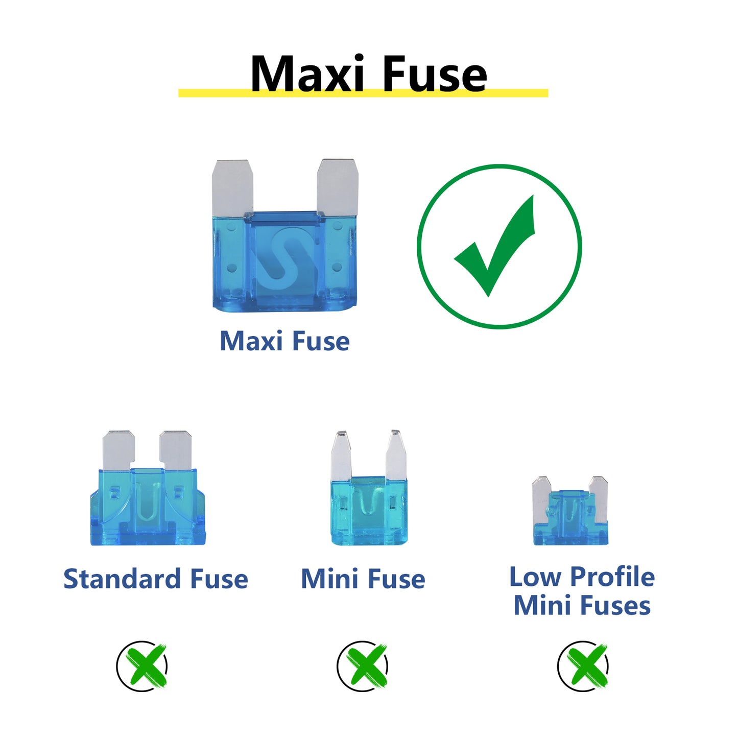 MUYI 15PCS Blade Fuse Pack - 60A 32V/DC Automotive Maxi Fuses for Auto, Car, Rv, Boat, Truck
