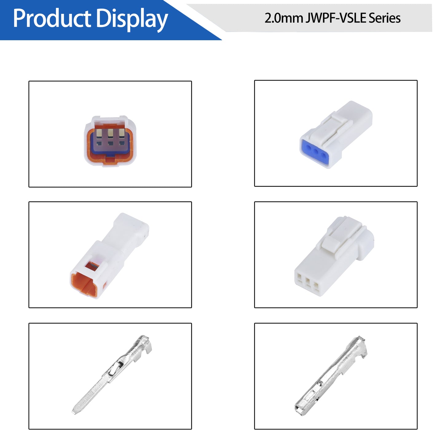 MUYI 5 Kits 3 Pin Way JST Waterproof Connector 26-22 AWG Electric Socket 0.13~0.33mm² Wire-to-Wire Connectors 2.0mm JWPF-VSLE Series JST Plugs