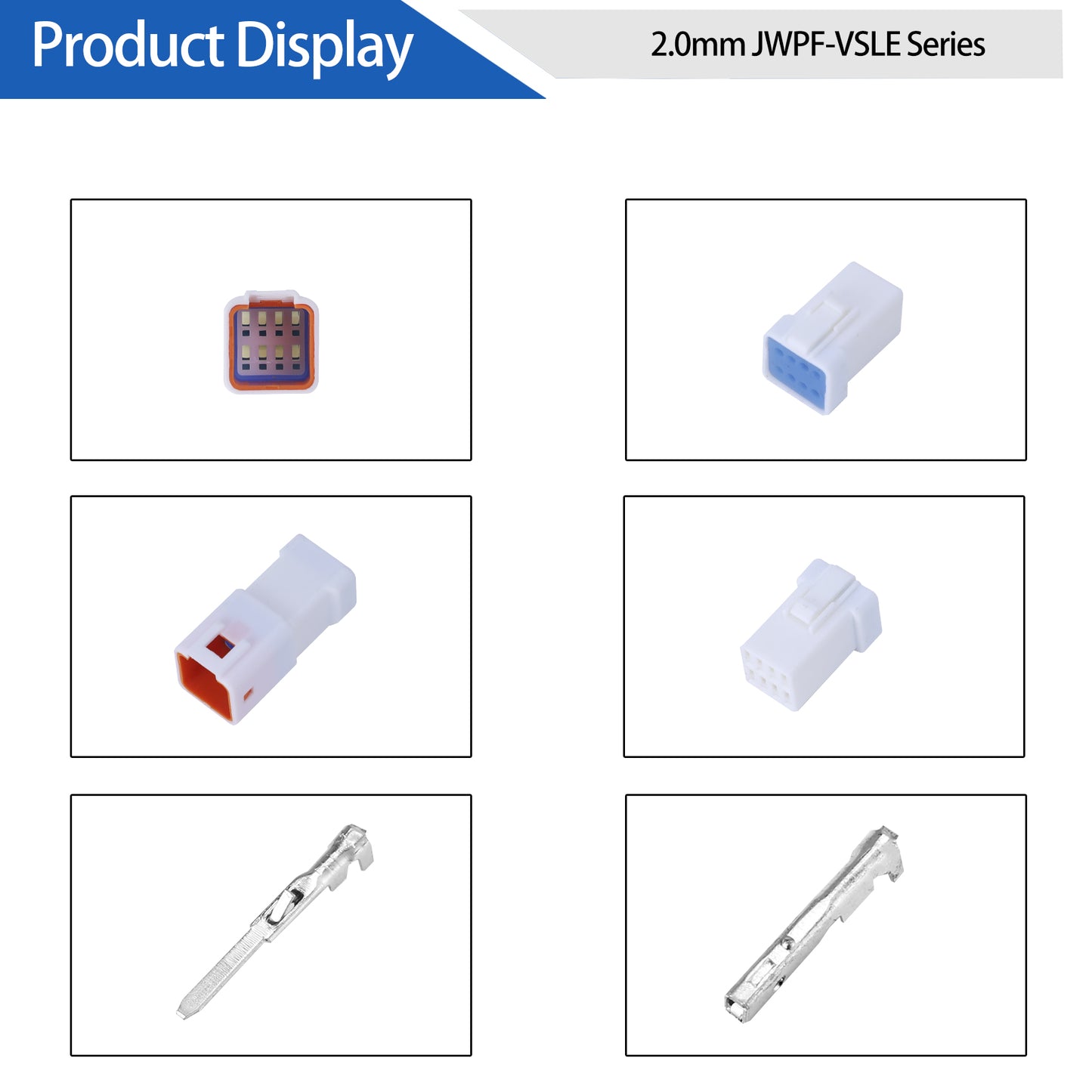 MUYI 5 Kits 8 Pin Way JST Waterproof Connector 26-22 AWG Electric Socket 0.13~0.33mm² Wire-to-Wire Connectors 2.0mm JWPF-VSLE Series JST Plugs
