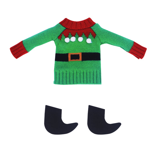 MUYI Santa Doll Clothing Accessories Set - 1pc Sweater Clothes with 1 Pair Pointy Shoes