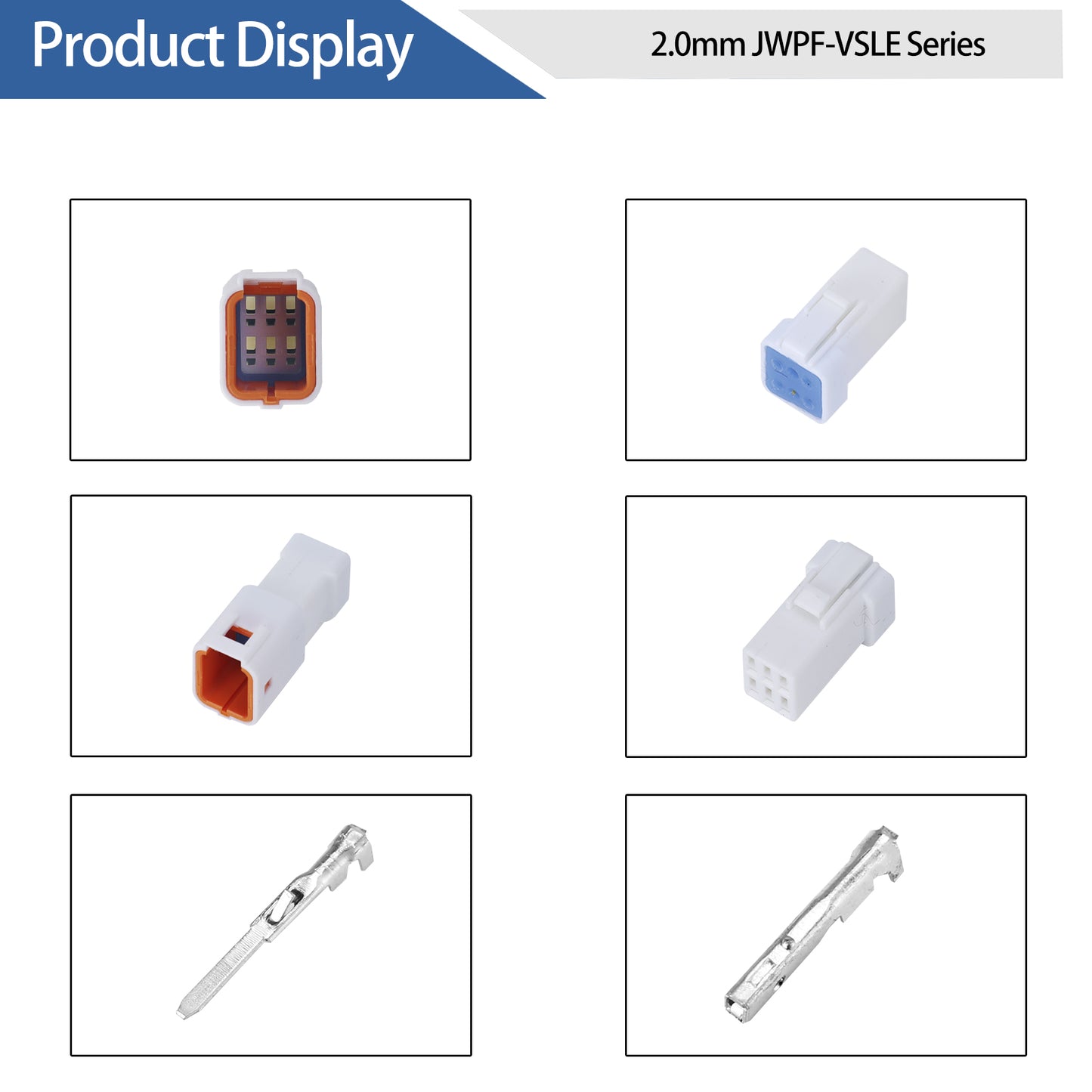 MUYI 5 Kits 6 Pin Way JST Waterproof Connector 26-22 AWG Electric Socket 0.13~0.33mm² Wire-to-Wire Connectors 2.0mm JWPF-VSLE Series JST Plugs