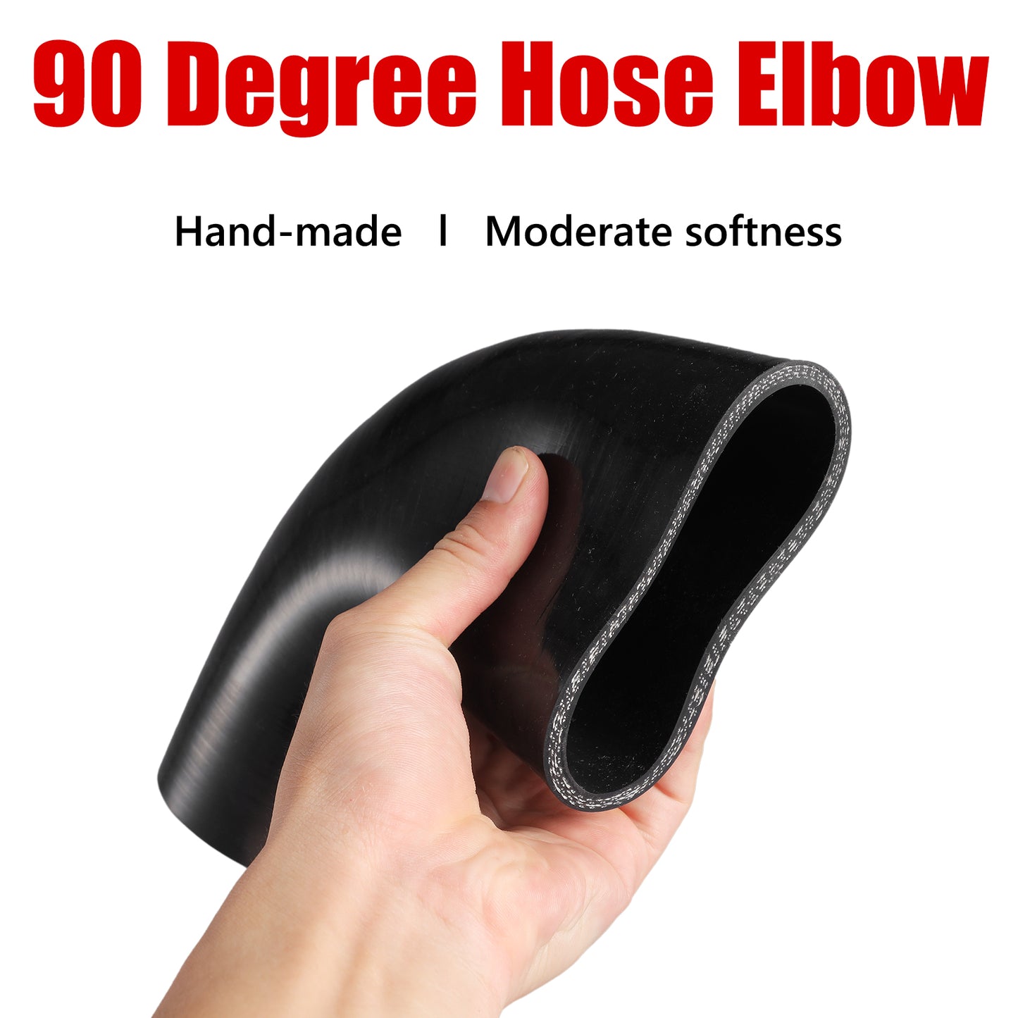 MUYI 90 Degree Hose Elbow Silicone Pipe Kit, 4-Ply Turbo/Intercooler/Intake Piping with 2PCS T-Bolt Clamps High Performance Coupler (ID 3.0"/76mm, Length 4.92"/125mm, Thickness 5mm)