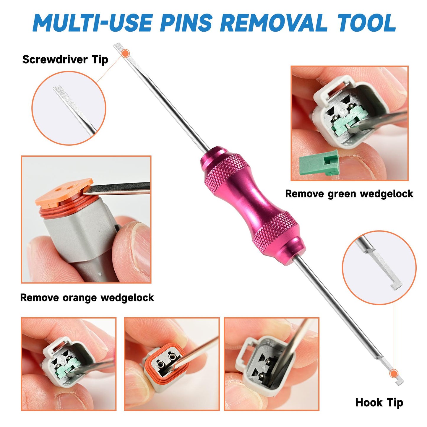 MUYI 371PCS DT Connector Kits, 2/3/4/6/8/12 Pin Connectors for 20 18 16 14AWG Cable Harness, Included Size 16 Solid Barrel Contacts, Wire Crimper, Wire Strippers and Pin Socket Removal Tool