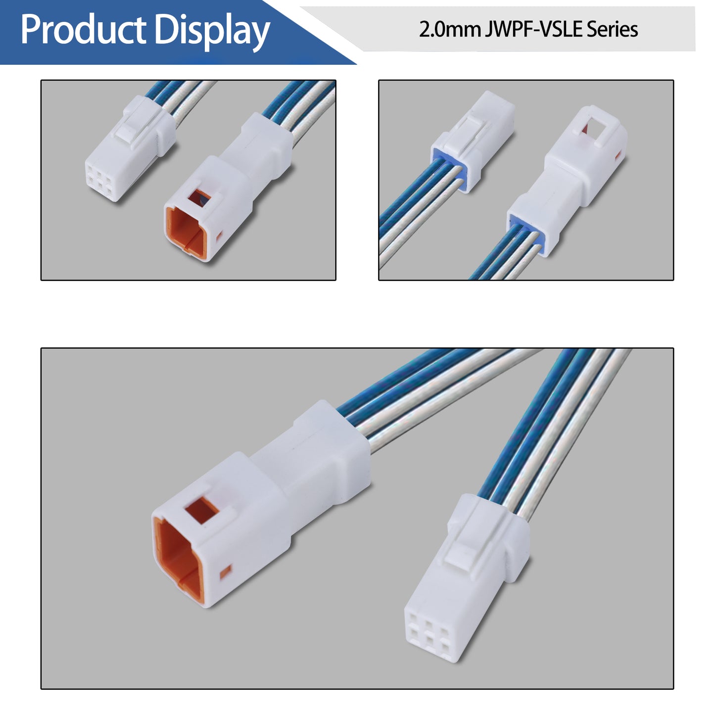 MUYI 5 Kits 6 Pin Way JST Waterproof Connector 26-22 AWG Electric Socket 0.13~0.33mm² Wire-to-Wire Connectors 2.0mm JWPF-VSLE Series JST Plugs