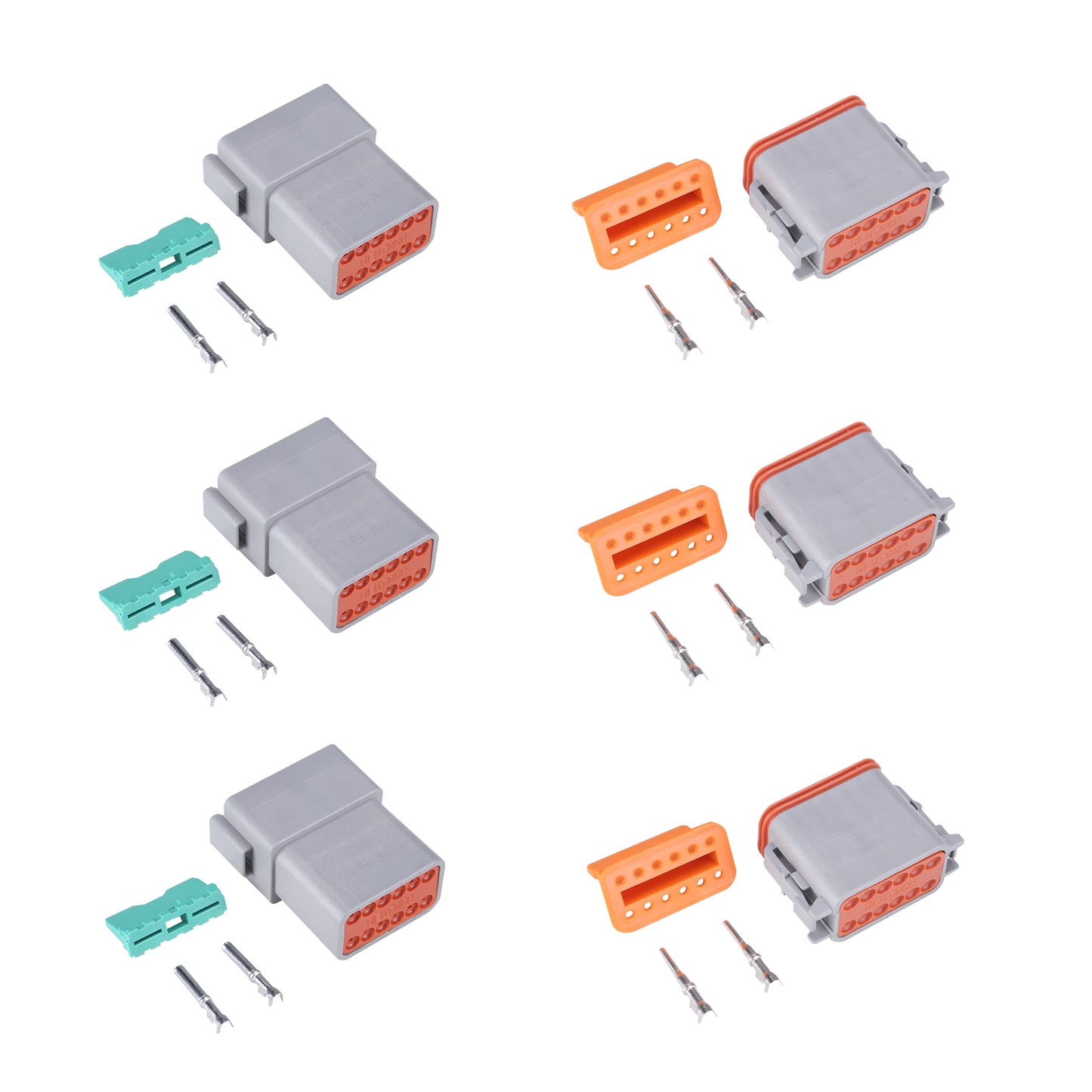MUYI DT Series Waterproof Connectors 2/3/4/6/8/12 Pin Connector  18-14 AWG Electrical Wire Plug with 13 Amps Continuous Terminals