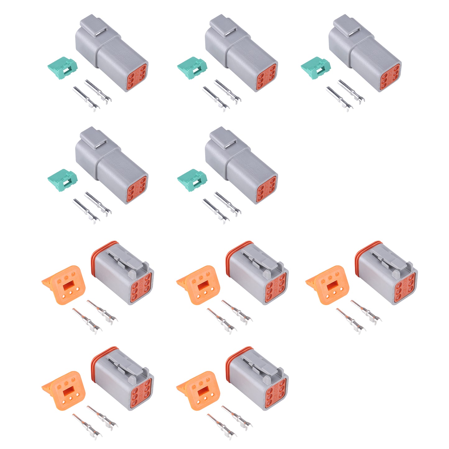 MUYI DT Series Waterproof Connectors 2/3/4/6/8/12 Pin Connector  18-14 AWG Electrical Wire Plug with 13 Amps Continuous Terminals