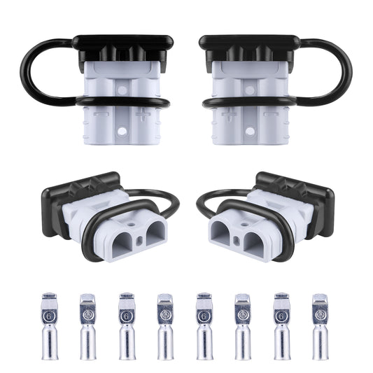 MUYI 4 Pieces 50A 6-10/12AWG Anderson Connectors Gray Quick Connect/Disconnect Battery Cable Wire Harness Plug for Recovery Winch Auto Car Trailer Driver Electrical Devices, 12-36V DC