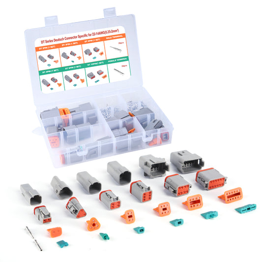 MUYI DT Connector Kit, 94PCS 2/3/4/6/8/12 Pin Waterproof Connector IP67 Heavy Duty Electrical Plug with 35 Pairs Stamped Contacts 13Amps Terminals Pin Sockets for 18-14AWG