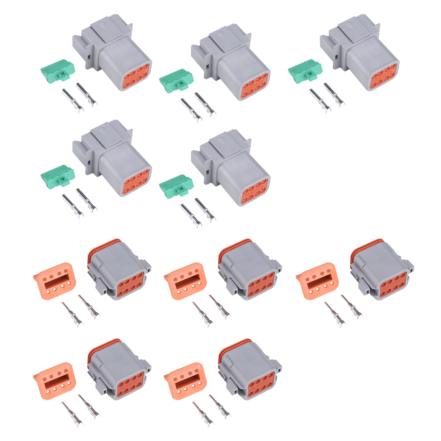 MUYI DT Series Waterproof Connectors 2/3/4/6/8/12 Pin Connector  18-14 AWG Electrical Wire Plug with 13 Amps Continuous Terminals