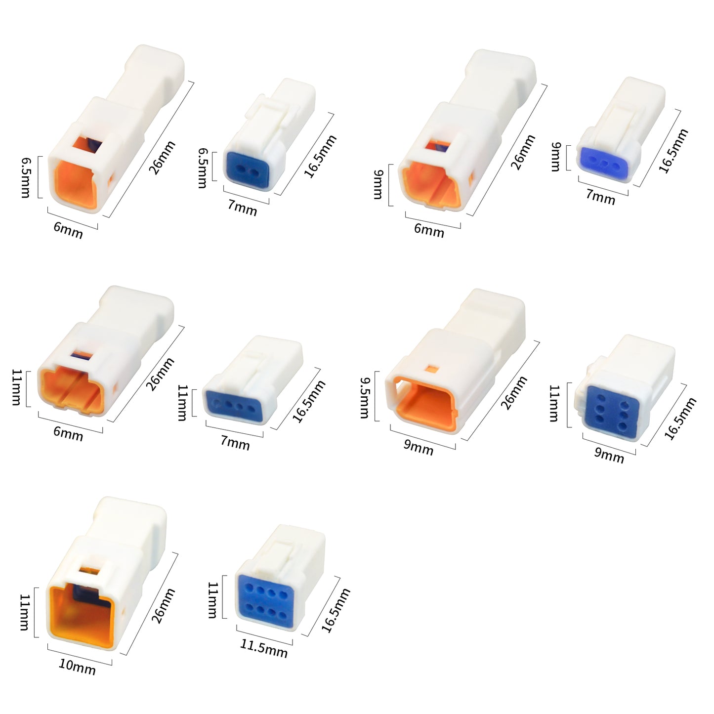 MUYI JST Connector 19 Sets Waterproof Connector 2/3/4/6/8 Pin Electric Connectors with Storage Box (19 Kits)