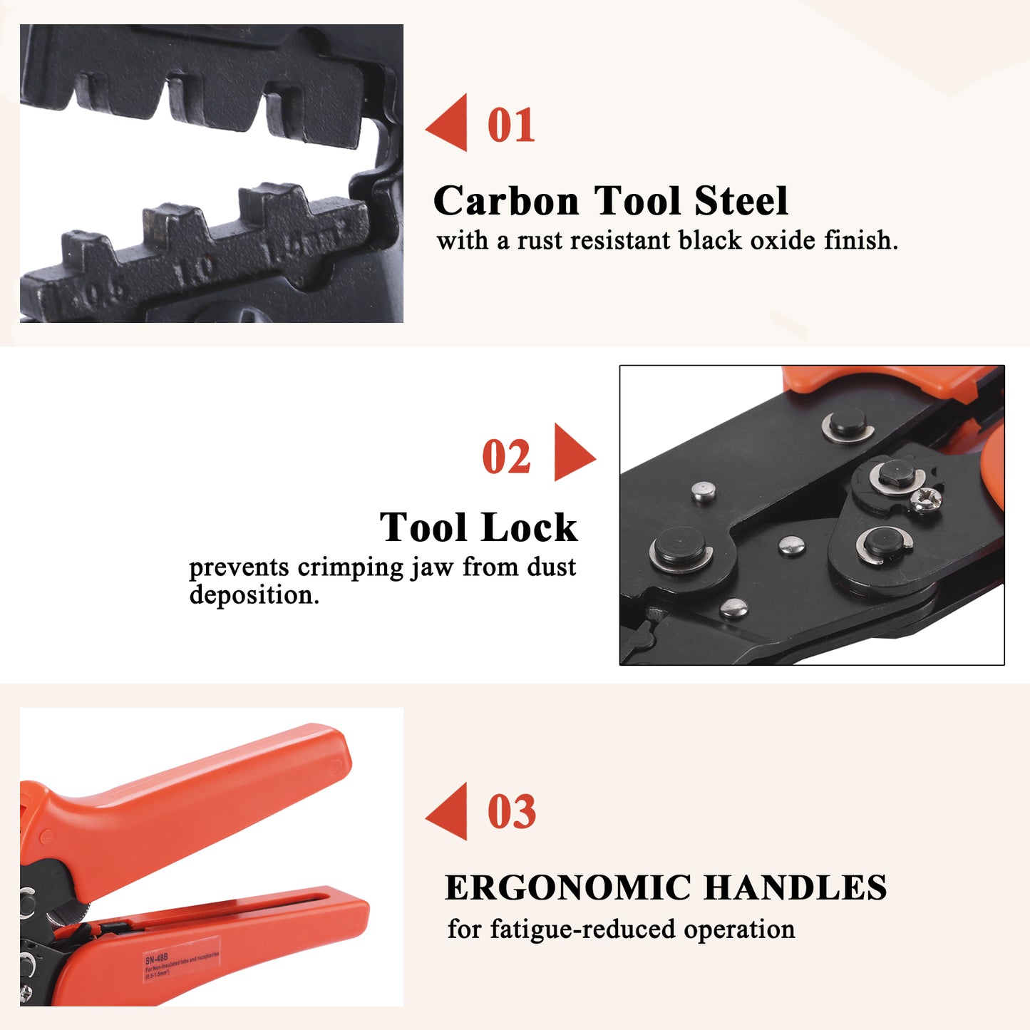 MUYI Ratcheting Crimper 26-16 AWG Wire Crimping Tool SN-48B Waterproof Connector Ratchet Dupont Crimp for 0.14-1.5mm² Insulated Terminals