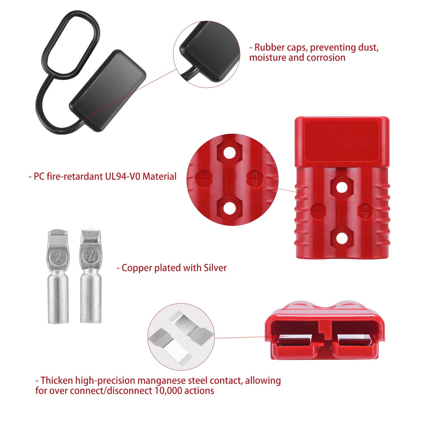 MUYI 2Pcs 175A 2-4 AWG Battery Quick Disconnect/Connect Wire Connectors 12-36V AC/DC Towing Winch Quick Connect Systems Wire Harness Plug for Recovery Winch Auto Car Trailer Driver Electrical Devices
