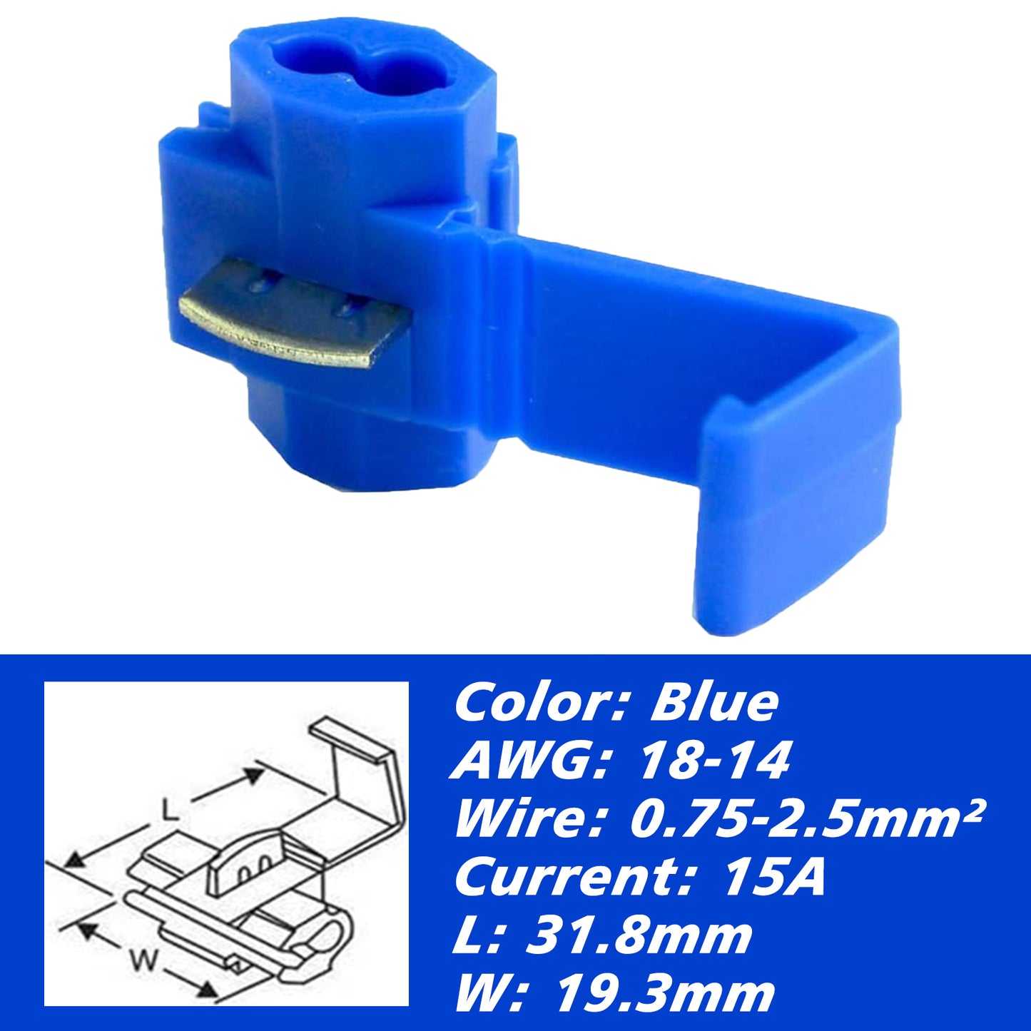 MUYI 100PCS Quick Splice Wire Connector Flame Retardant Electrical IDC Tap Double Run or Tap Solderless Lock