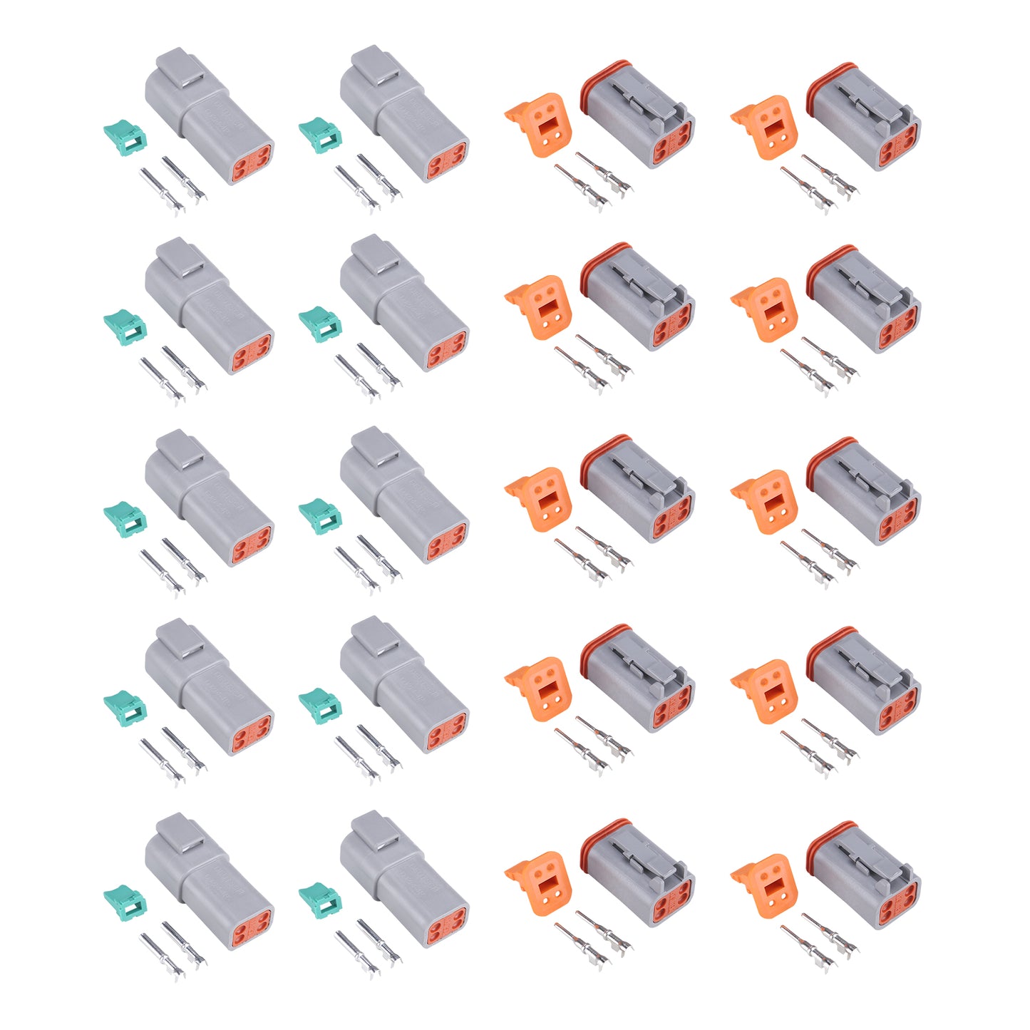 MUYI DT Series Waterproof Connectors 2/3/4/6/8/12 Pin Connector  18-14 AWG Electrical Wire Plug with 13 Amps Continuous Terminals