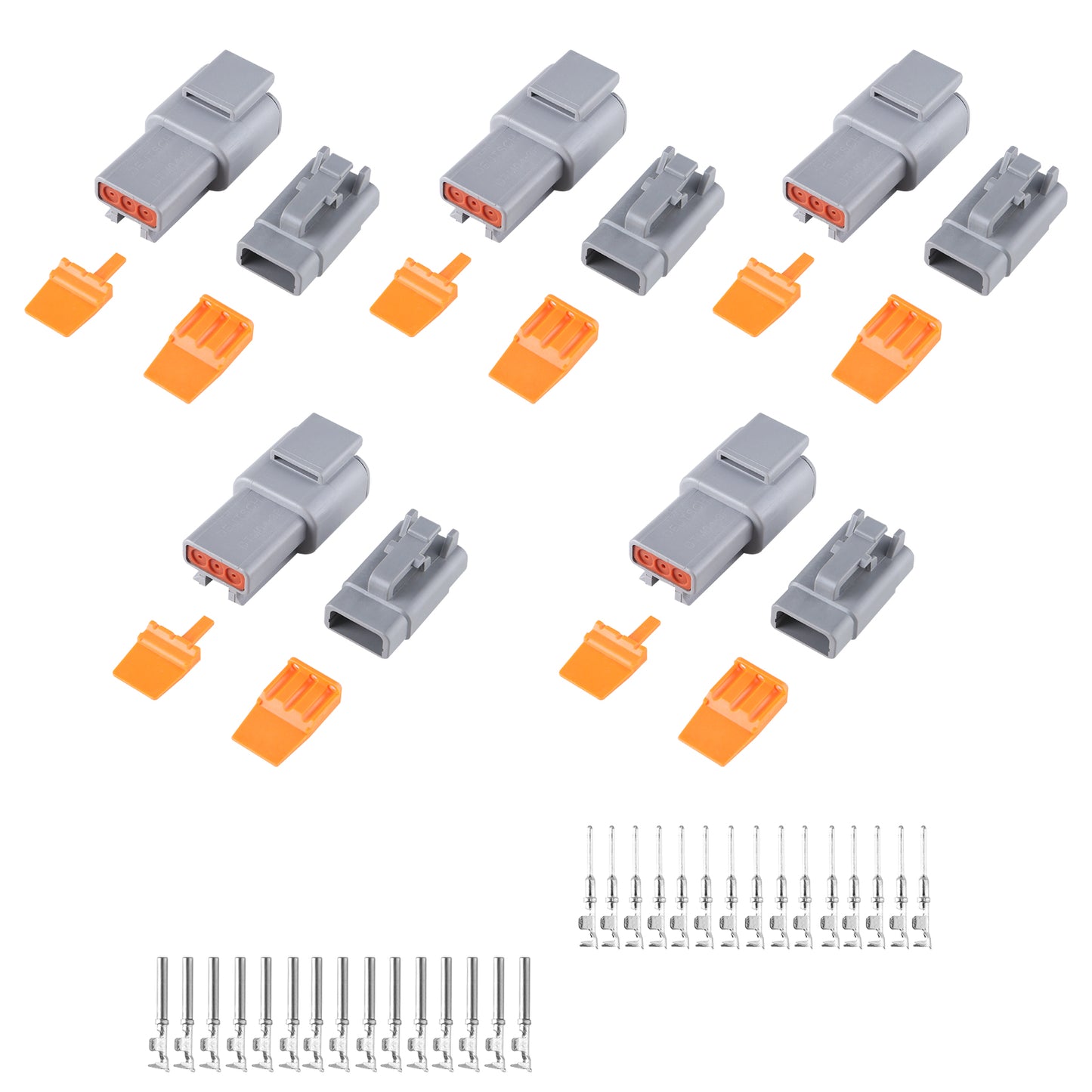 MUYI DTM Connector Kit, 2/3/4/6/8/12 Pin Connector 22-15AWG Wire Harness Plugs IP67 Waterproof Connector DTM04-2P/DTM06-2S with Size 20 Contacts Pin Sockets