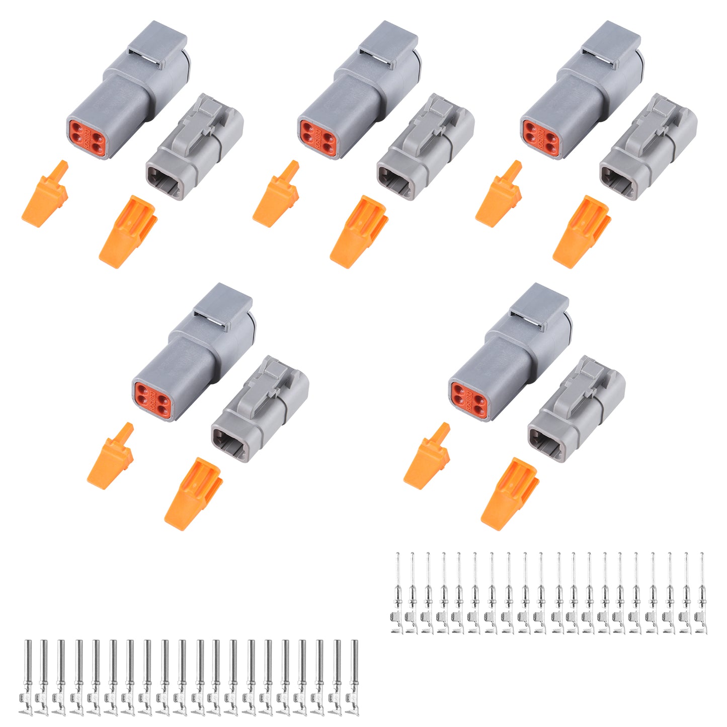 MUYI DTM Connector Kit, 2/3/4/6/8/12 Pin Connector 22-15AWG Wire Harness Plugs IP67 Waterproof Connector DTM04-2P/DTM06-2S with Size 20 Contacts Pin Sockets