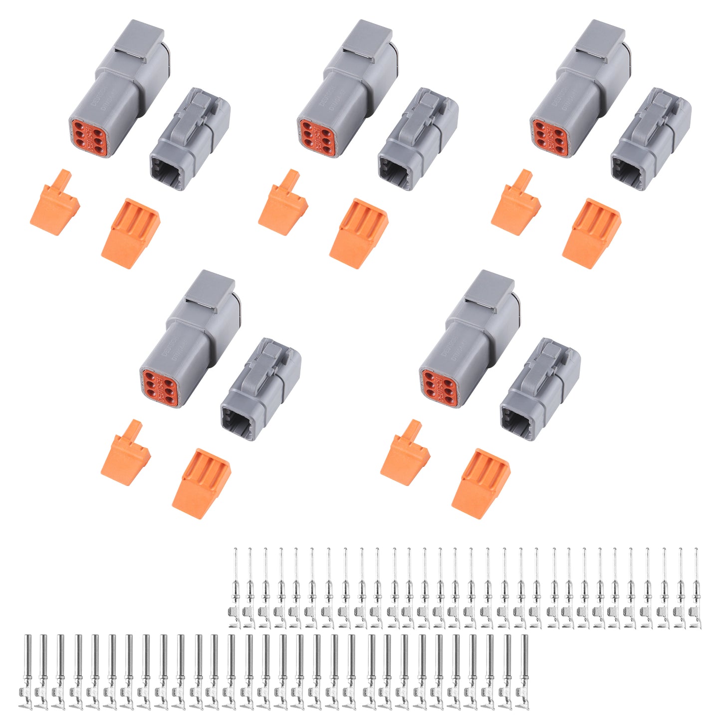 MUYI DTM Connector Kit, 2/3/4/6/8/12 Pin Connector 22-15AWG Wire Harness Plugs IP67 Waterproof Connector DTM04-2P/DTM06-2S with Size 20 Contacts Pin Sockets