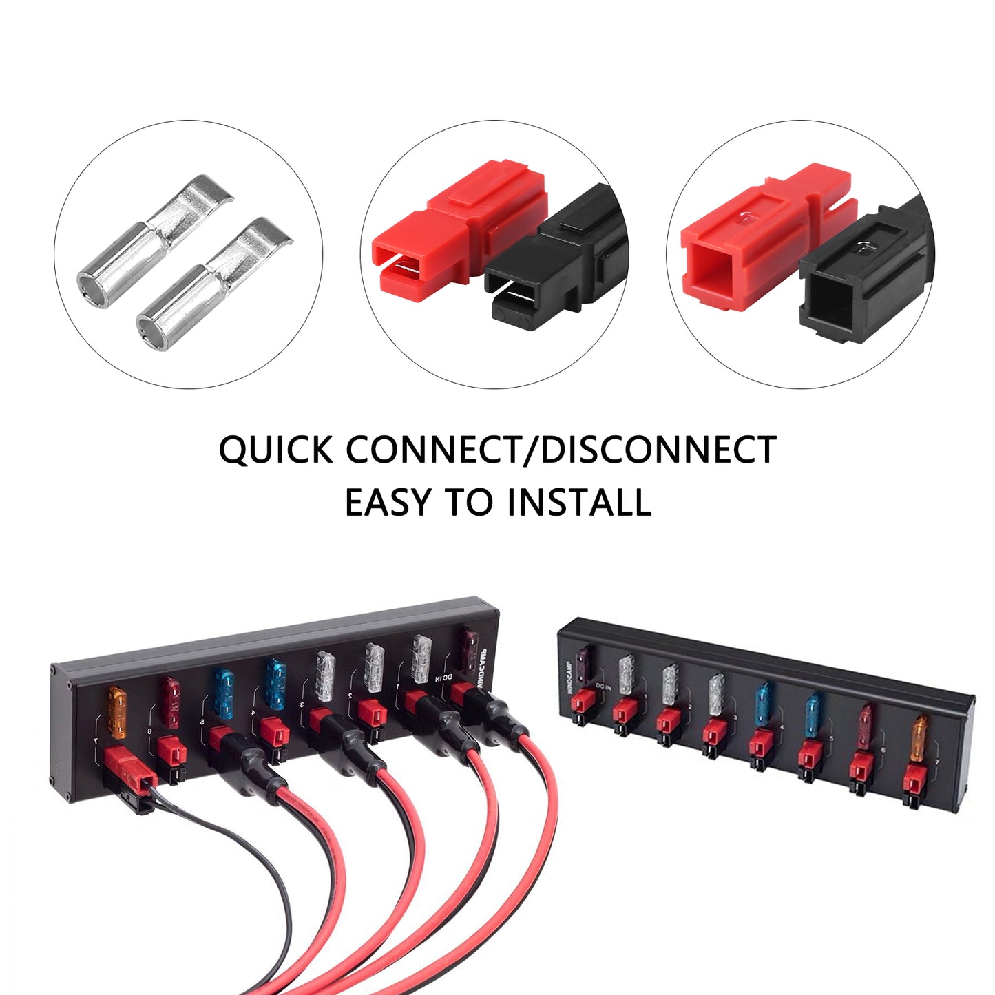 Battery Quick Connect/Disconnect, MUYI 75pcs 15/30/45A Modular Power Connectors Quick Disconnect Terminals Connector Rubber Cover Caps Set