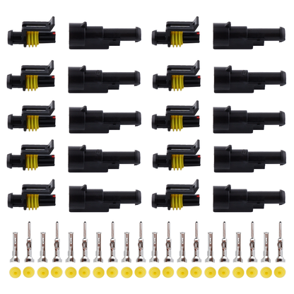 MUYI 10 Kits 1/2/3/4/5/6 Pin Connector Automotive Electrical Connectors Waterproof Wire Harness Terminals HID Sockets Plugs 1.5mm Series