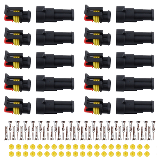 MUYI 10 Kits 1/2/3/4/5/6 Pin Connector Automotive Electrical Connectors Waterproof Wire Harness Terminals HID Sockets Plugs 1.5mm Series